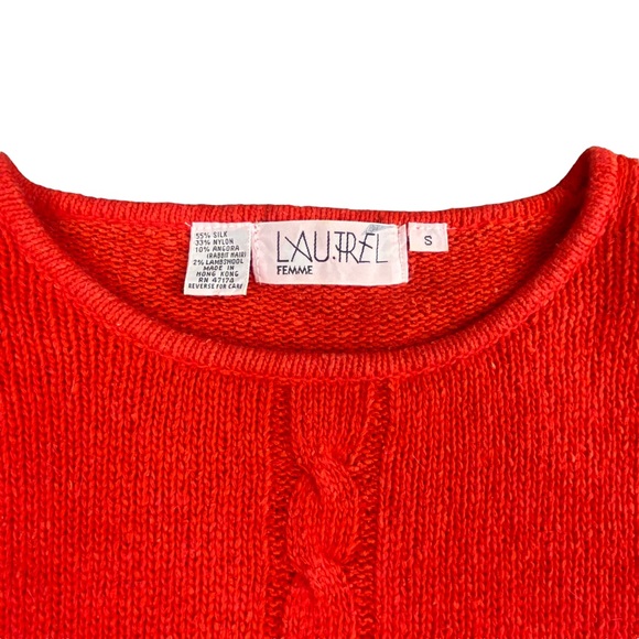 Vintage Silk Angora Blend Short Puffed Sleeve Coral Sweater - Picture 5 of 9